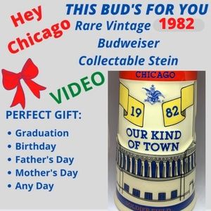 BUDWEISER 1982 VINTAGE CHICAGO BEER STEIN Excellent Condition